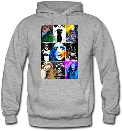 Lady Gaga Custom Men's Hoody Hoodie Hooded Sweatshirt by Hkhoodies (Gray)