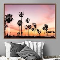 Framed Canvas Wall Art Palm Tree Colorful Cool Group Multicolor Photography Places Realism - 16x24 inches