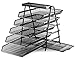 Desk Organizer Paper Tray, 5 Tier Steel Mesh Desktop File Organizer, Office Organizer and Stacking File Holder by Halter, Black