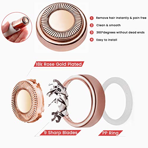 Replacement Heads for Facial Hair Remover, 18K Rose Gold Hair Remover Replacement Heads fit Electric - //coolthings.us
