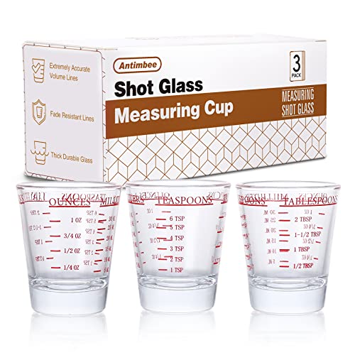3 Pack Shot Glass Measuring Cup, Small Espresso Shot Glass with