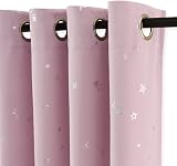 PONY DANCE Pink Star Themed Blackout Curtains 2 Panels 46 x 63 Inches