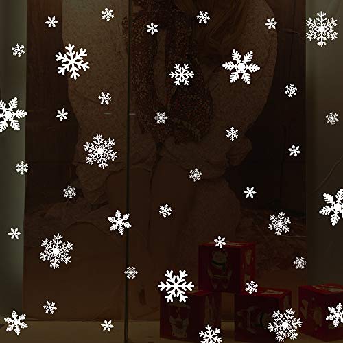 LUDILO 135Pcs Christmas Window Clings Snowflakes Window Decals Static Window Stickers for Christmas Decorations Window Décor Ornaments Xmas Party Supplies Thanksgiving Party Décor (5-Sheet) - Thumbnail 4