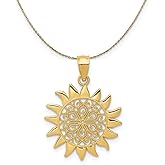 The Black Bow 14k Yellow Gold 17mm Filigree Sun Necklace