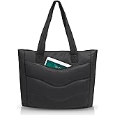 Skycase Puffer Tote Bag for Women - Lightweight Puffy Work Handbag- Large Laptop Quilted Shoulder Bag for Daily, Travel, Gym