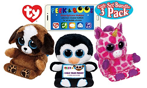 TY Peek-A-Boos Phone Holders with Screen Cleaner Bottom Pups