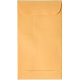 JAM PAPER #5.5 Coin Business Envelopes with Peel and Seal Closure - 3 1/8 x 5 1/2 - Brown Kraft Manila - 50/Pack
