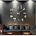 Soledi Wall Clock Decal Modern DIY Large Number Wall Clock 3d Mirror Surface Wall Sticker Clock Home Office Room Art Decor Silver