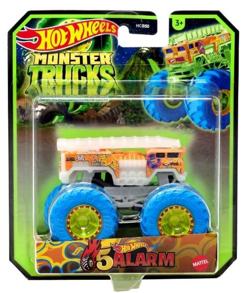 Hot Wheels Monster Trucks Glow in the Dark 1:64 Scale Trucks 5 Alarm