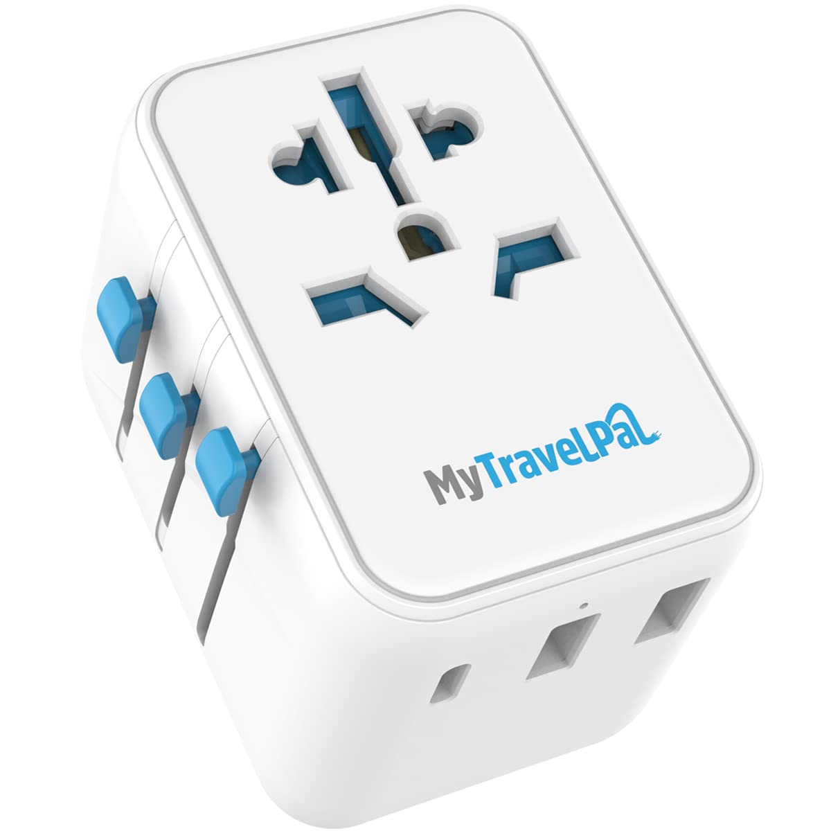 MyTravelPal Universal Travel Adapter with USB C | Worldwide Travel Adapter | UK Safety Standards | Universal Plug Adapter with USB-C | International Travel Plug For Europe, USA, UK, Australia