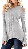 Merryfun Women's Cold Shoulder Sweater Fall Long Sleeve Knit Pullover Tops