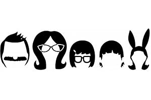 TPJD VENTURE Bob's Burger TV Series 8" Wide Belcher Family Heads Die Cut Decal - Black Color