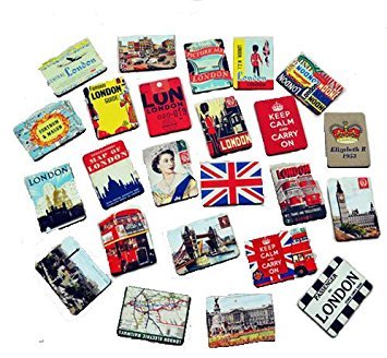 Brave love 24-pcs Magnetic Fridge Magnets Refrigerator Sticker Home Decoration Accessories Magnet Paste Arts Crafts (London)