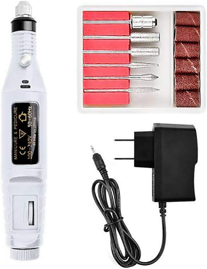 MENGXI Electric Nail Drill Pen Shape Nail Drill Set Kit Compact Portable for Acrylic Gels Callus Removal with 6 Nail Drill Bits