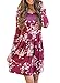 ZESICA Women's Long Sleeve Floral Print Pleated Casual Swing Tunic T-shirt Dresses