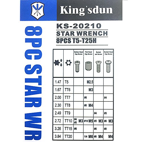 Kingsdun Small Torx Screwdriver Set with T5 T6 T7 T8 T9 T10 T15 T20 Security Driver Bits for Macbook/Xbox one/Xbox/Controller/PS3/PS4/HDD/Computer Repair