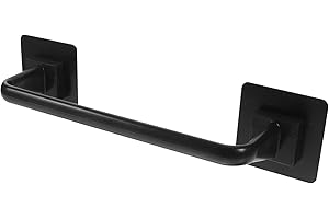NULYLU Black Suction Cup Towel Rack Rod for Bathroom Kitchen Laundry Wall-Mounted Organizer Compatible with