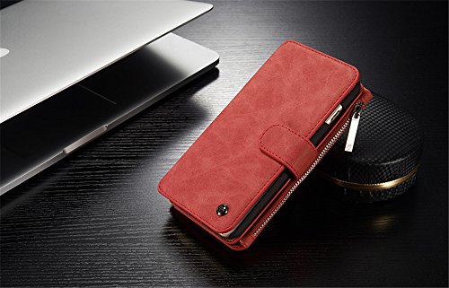 iPhone XS 5.8" Case with Card Holder,elecfan Magnetic Detachable Back Cover with Zipper Wallet Handbag for Women,Vintage PU Leather Case for iPhone Xs (2018) / iPhone X (2017) 5.8 inch Screen - Pink - Thumbnail 7