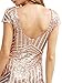 ROMWE Women's Cap Sleeve Open Back Trimmed Sequined Bodycon Dress Rose Gold M