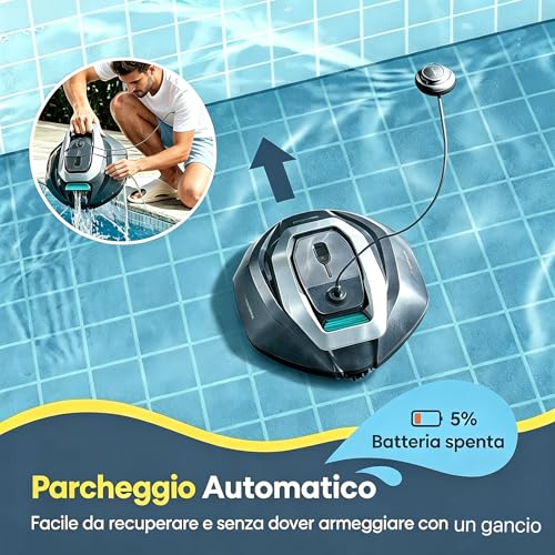 Pooleco Robot Pool 10s, Wireless Pool Cleaner Robot 90min, Control Through Application and Distance, Auto-Parking, for All Surfaces Pools Above Ground and Buried Up to 80㎡