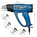 Powerextra 1800W Heat Gun Kits Variable Temperature 122℉-1022℉(50℃- 550℃) High Power Hot Air Gun, 2 Speed-Setting, 4 Nozzle Attachments for Crafts, Stripping Paint, Shrinking PVC, Paint Stripping