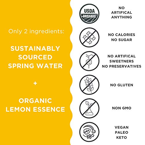 JUST Water Infused | Organic Fruit Flavored Spring Water | Eco-Friendly Boxed Bottled Water | Zero Sugar, Artificial Flavors, or Sweeteners, 8.0 Alkaline pH | Lemon, 11.2 oz, (Pack of 24)