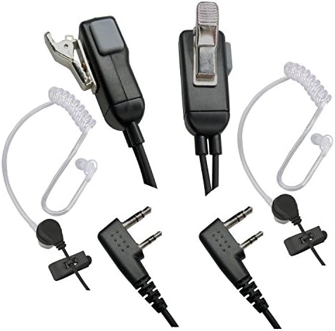 Covert Surveillance Headset Two Way Radio Earpiece Noise Canceling Transparent Security Headphones Walkie Talkie Earphone Compatible with 2 Pin Kenwood Puxing Wouxun Baofeng Radio Devices-Pair