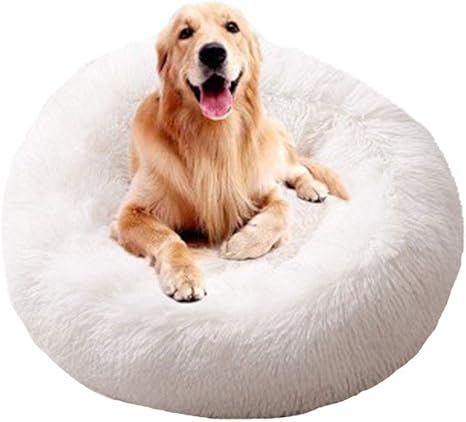 Amazon Co Jp ペットベッド ぬいぐるみの丸い犬小屋の肥厚したペットの犬小屋秋と冬の猫の犬 小屋深い睡眠耐久性のある滑り止め取り外し可能 複数サイズ 白 40cm 15 8 In ホーム キッチン