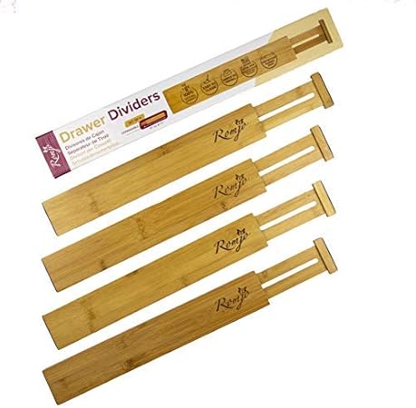 Amazon Com Romjo Natural Bamboo Drawer Dividers Kitchen Drawer