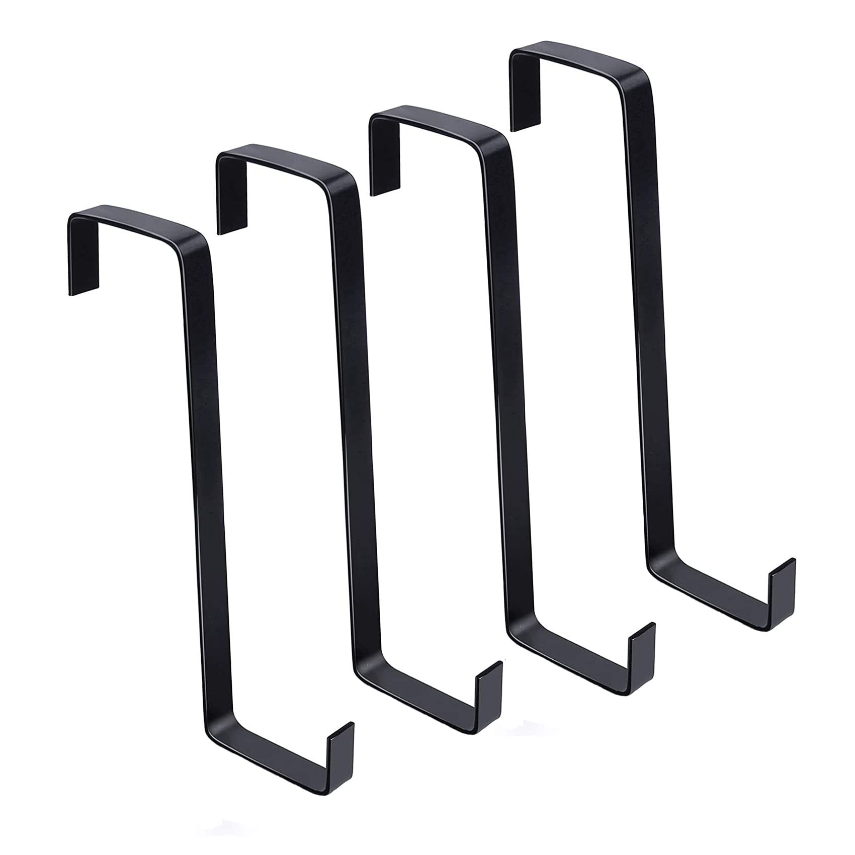 Dingfeng 4 Pcs Door Hanger Z-Shaped Reversible Door Hook,Double Ended Single Door Hook,Reversible Design Coat Hook Wide Door Thin Door Door Hook,Solid Metal Door Hanger Can Hold 15kg (Black) (ZXGG-5)