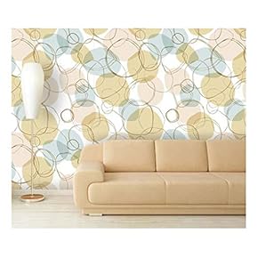 Large Wall Mural - Bright Seamless Linear Pattern with Hand-Drown Circles | Self-Adhesive Vinyl Wallpaper/Removable Modern Decorating Wall Art - 66" x 96"