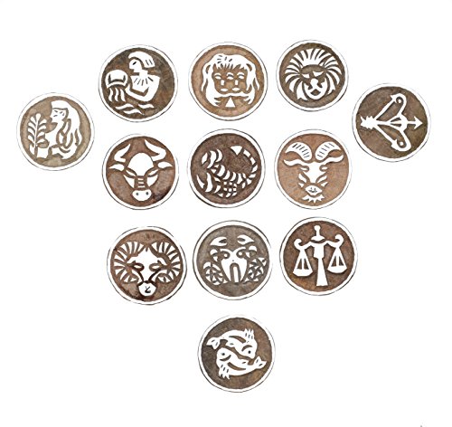 Hashcart Hand-Carved Astrology Horoscope Design Wooden Printing Blocks