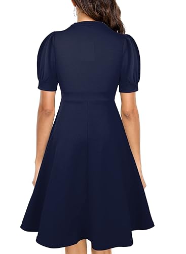 Short Casual Short Navy Blue Dress Casual Polka Dot Cowl Short