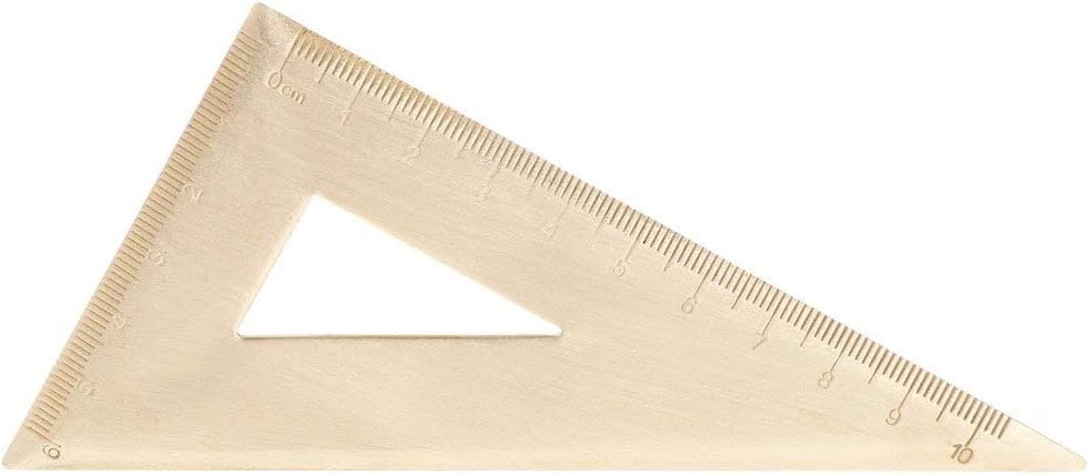 YiKaSin Portable Brass Ruler Metal Copper Durable Triangle Ruler Stationery Math Geometry Best Gift for Students