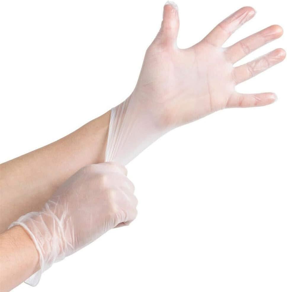Khcr 100PCS Food Grade Latex Gloves Disposable Transparent PVC Gloves Mechanic Nitrile Gloves Exam Gloves Rubber Comfortable Garden Cleaning Food