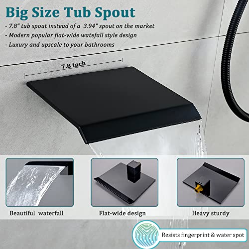 YESIMI Bathtub Shower System Matte Black All Metal Tub Shower Faucet