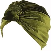 Fxhixiy Women's Stretch Velvet Twist Pleasted Hair Wrap Turban Hat Cancer Chemo Beanie Cap Headwear