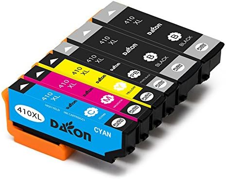 DAKON Remanufactured 410XL 410 Ink Cartridges, Compatible with Expression Premium XP-640 XP-830 XP-530 XP-630 XP-635 Printer( 2 Black, 1 Photo Black, 1 Cyan, 1 Magenta, 1 Yellow)