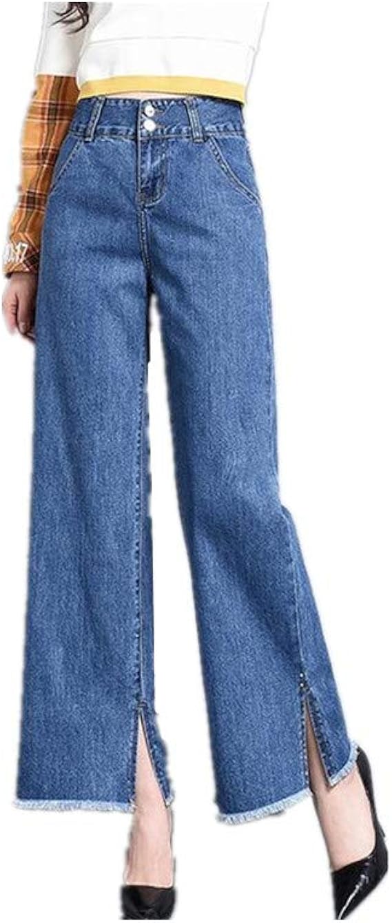 Amazon デニムパンツ ワイドパンツ ガウチョ デニム パンツ 裾スリット レディース ジーンズ 通販