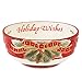 Fitz and Floyd Damask Holiday Collection Sentiment Bowl, Vintage Red & Gold
