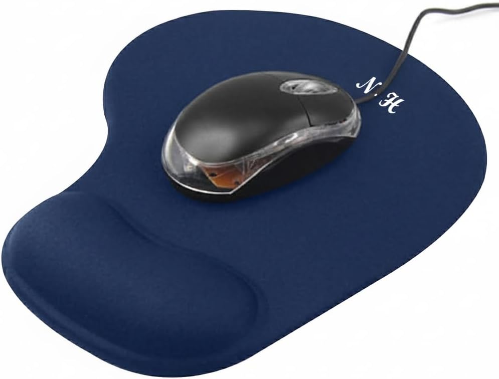 New Horrizon Mouse Mat Black Anti-Slip Gel Foam Wrist Support Blue Regular
