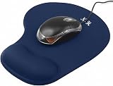 New Horrizon Mouse Mat Black Anti-Slip Gel Foam Wrist Support Blue Regular