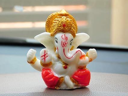 Chave India God Murti Beautiful Small Ganesha Marble Powder/Resin Statue for Home and car Decor Size : 2.2 X 2.2 inches