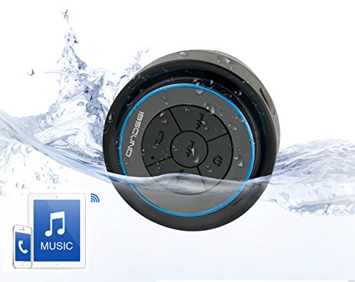 IBSound IPX7 Waterproof Bluetooth Shower Speaker - Portable / Wireless Handsfree Speaker - Work with iPhone 5, 5s, 4s, 4, iPod, iPad, Samsung Galaxy S4, S5, Note 3, 2, Tablets, MP3, Notebooks, Laptop, PC and Other Smartphones - 1 Year Warranty (Black)