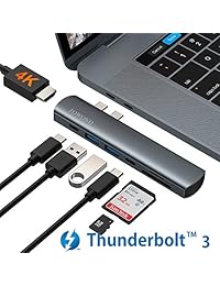 USB Type C Hub Mac Adapter USB-C Dongle for MacBook Pro 2019 2018 2017 2016, Mac Air 2019 2018, Towond 7 in 1 Dock with 4K HDMI, Thunderbolt 3, 100W PD, 2 USB 3.0, SD Micro Card Readers(Space Gray)