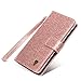 BENTOBEN Samsung Note 8 Case, Galaxy Note 8 Case Wallet Flip, Samsung Note8 Case Bling Glitter 9 Card Holder PU Leather Detachable Wrist Strap Wallet Phone Case Cover for Galaxy Note 8 Cute Rose Gold