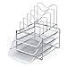 Seville Classics 3-Tier Stacking Mesh Desk Organizer 5 Vertical File Sorter 3 Locking Sliding Letter Tray Non Slip Desktop Storage, Satin Pewter