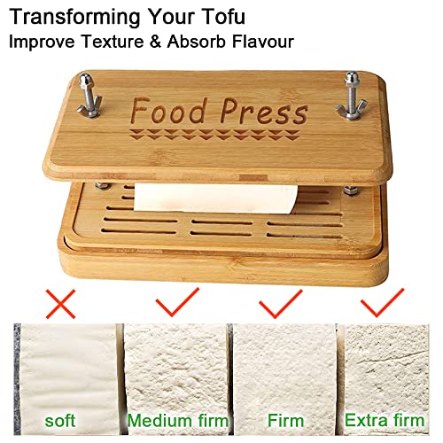 Bamboo Tofu Press, Bamboo Tofu Press Maker with Tofu Strainer and Water