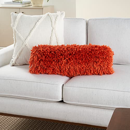Mina Victory Shag Lush Yarn Orange Throw Pillows in Bahrain Whizz