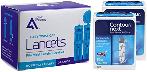 Contour Next Test Strips, 100 Count + 100 Active Forward Lancets (30 Gauge)
